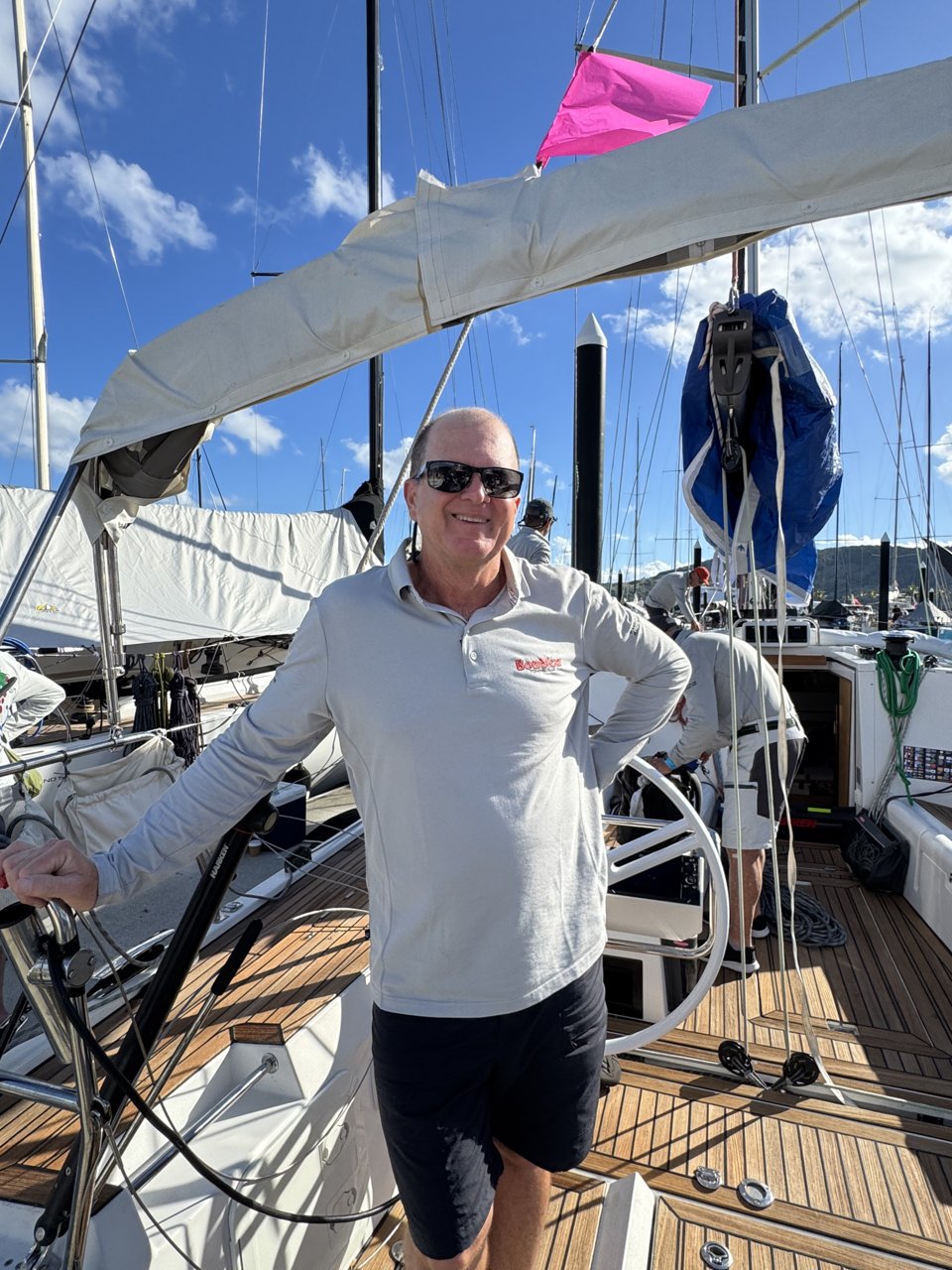 Mike Steel, Commodore of Townsville Yacht Club, aboard his yacht Boudica